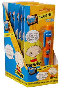 Family Guy Talking Stewie Pen 6 piece display